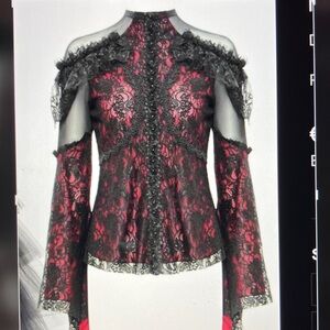 MOURNING MUSE black red lace shirt NWT